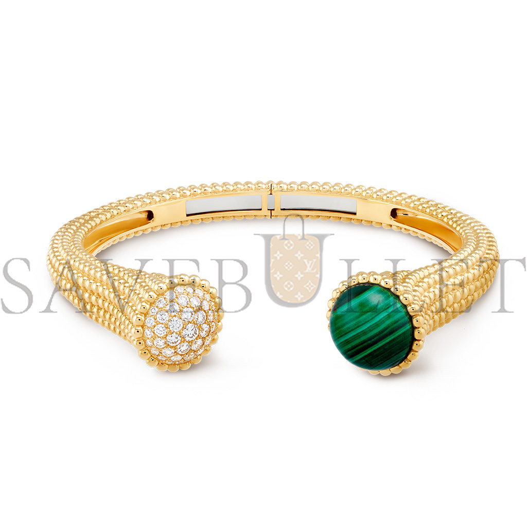 VAN CLEEF ARPELS PERLÉE COULEURS BRACELET, SMALL MODEL - YELLOW GOLD, DIAMOND, MALACHITE  VCARP27100